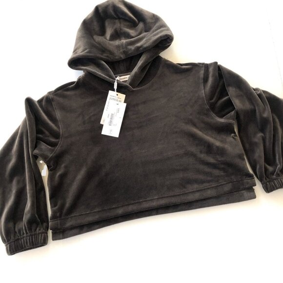 🆕NWT Designers Remix Mud Velour Cropped Hoodie - Picture 1 of 5